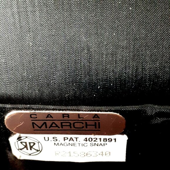 Carla Marchi Evening Purse/Clutch Black Satin Crossbody Hand-Beaded - Picture 7 of 10